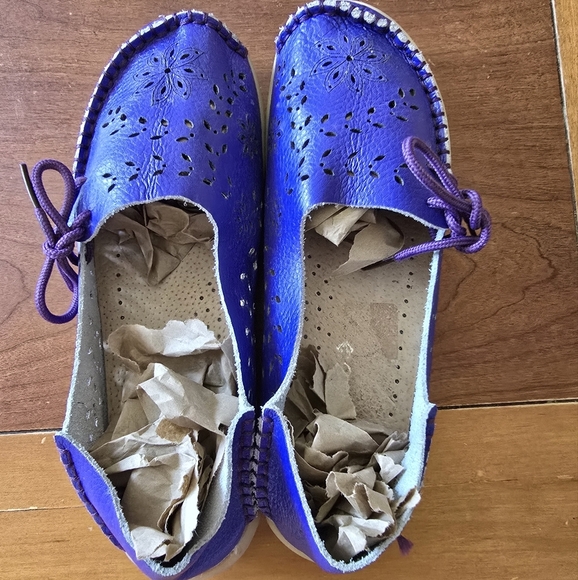 Socofy purple leather flats, size 38/240 - Picture 1 of 6
